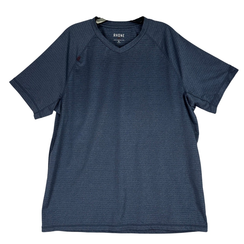Rhone Reign V-Neck T-Shirt Mens XL Blue STH-182 Performance Active Training
